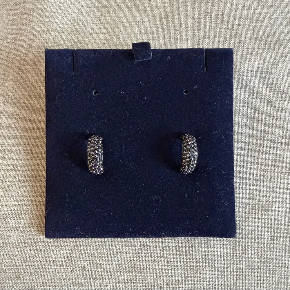 Swarovski Black Pave Crystal Small Hoop Earrings